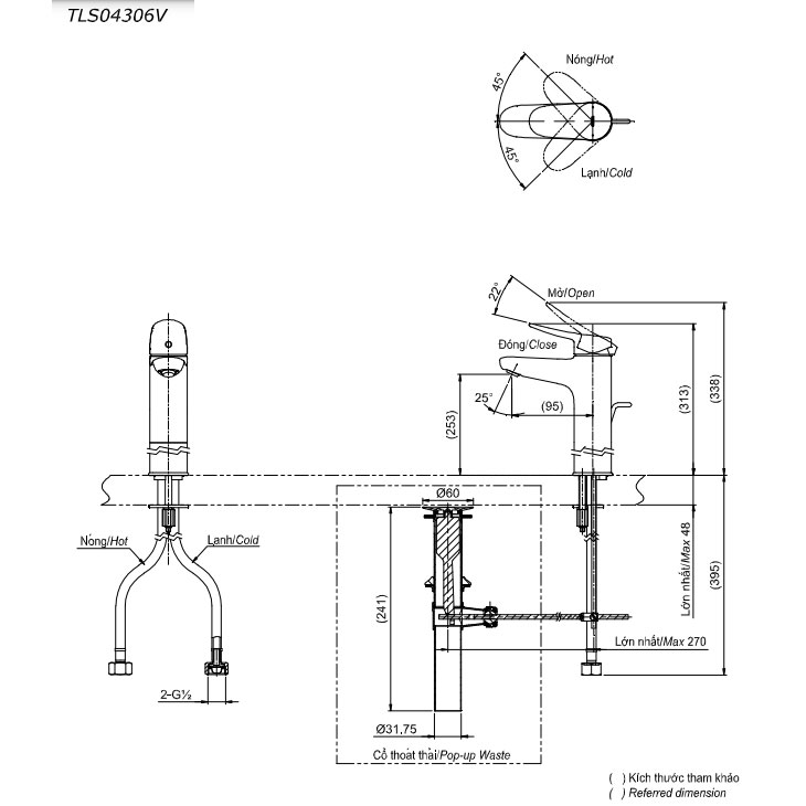 Vòi lavabo nóng lạnh LF TOTO TLS04306V