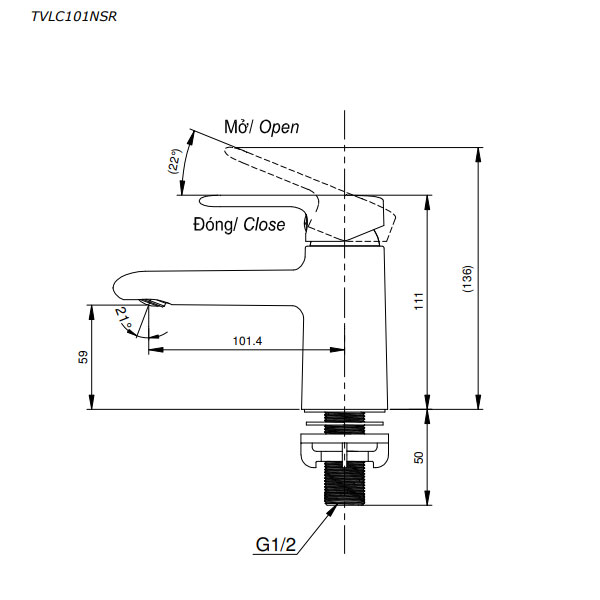 Vòi lavabo lạnh TOTO TVLC101NSR