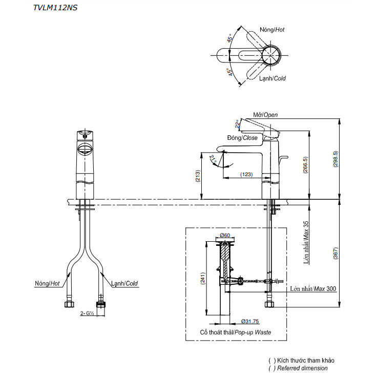 Vòi lavabo nóng lạnh New Standard TOTO TVLM112NS