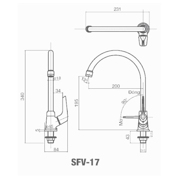 Vòi bếp INAX SFV-17 (SFV17) nước lạnh