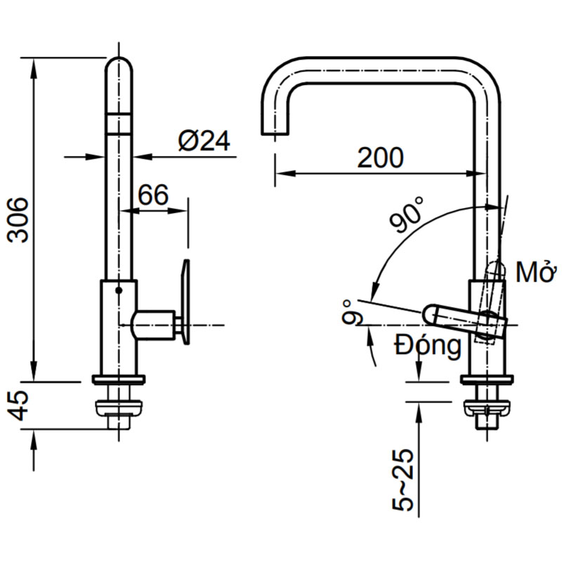 Vòi bếp INAX SFV-30 (SFV30) nước lạnh
