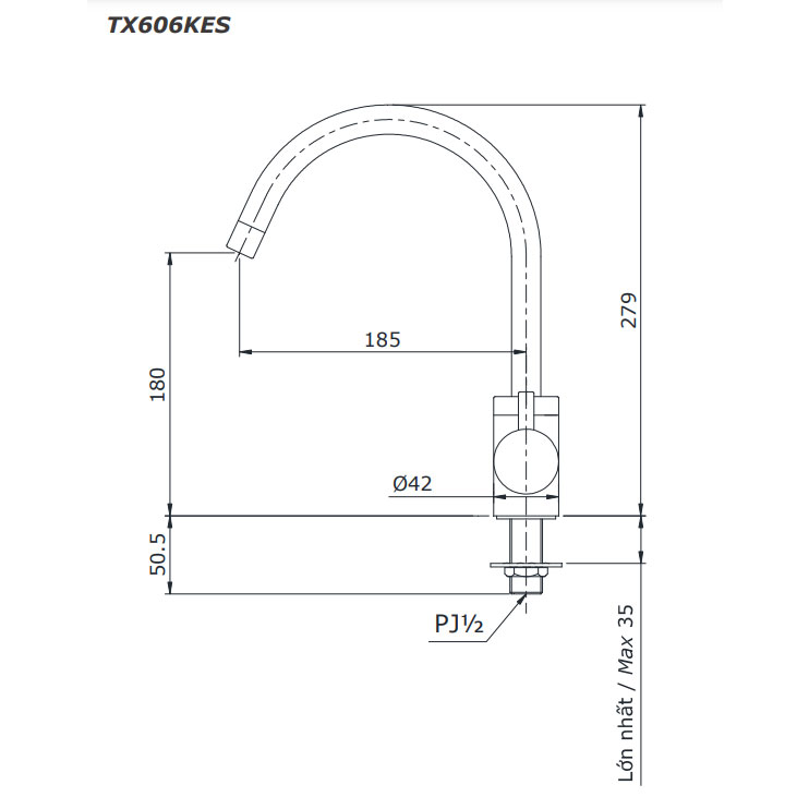Vòi bếp lạnh TOTO TX606KES
