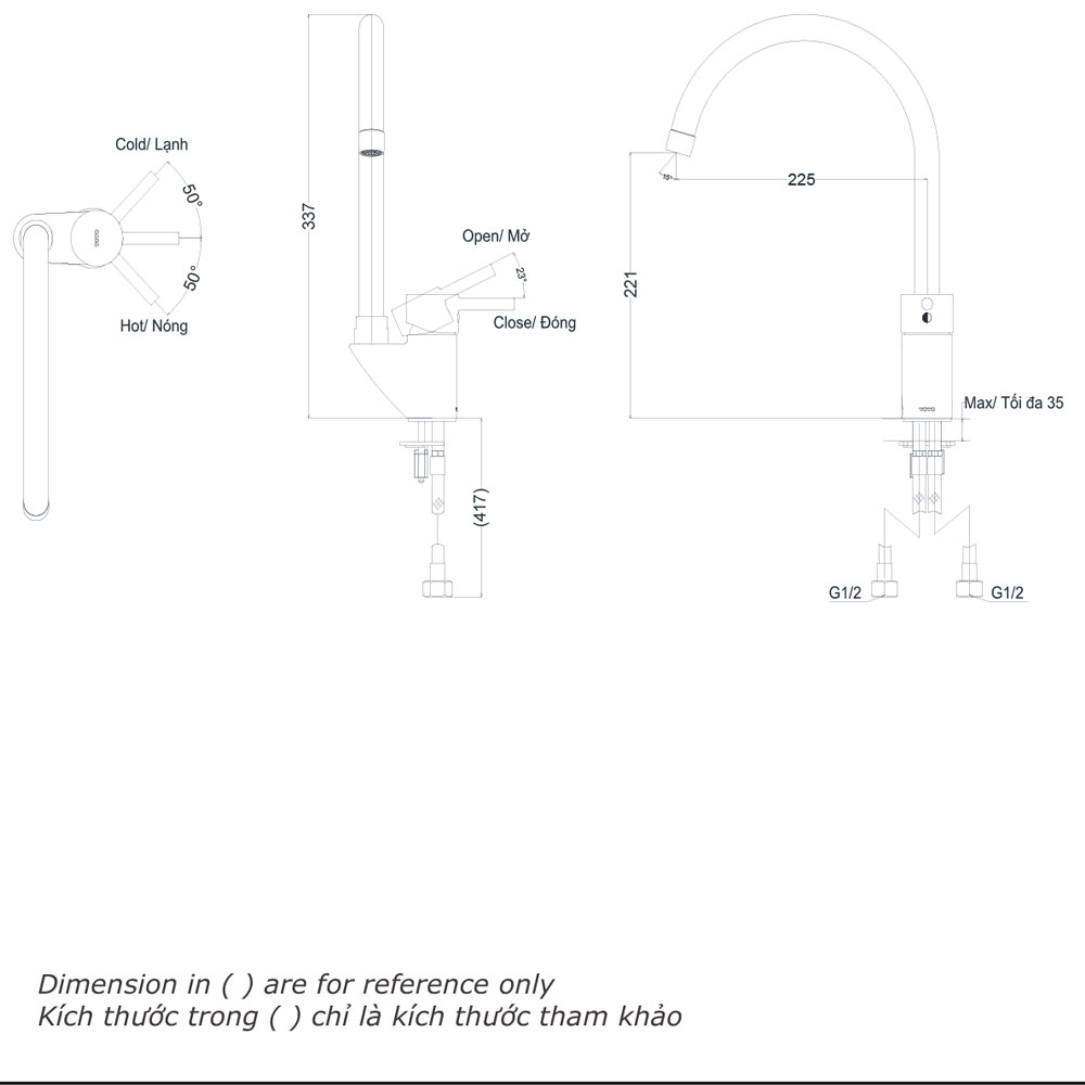 Vòi bếp gật gù nóng lạnh TOTO DK307ARR