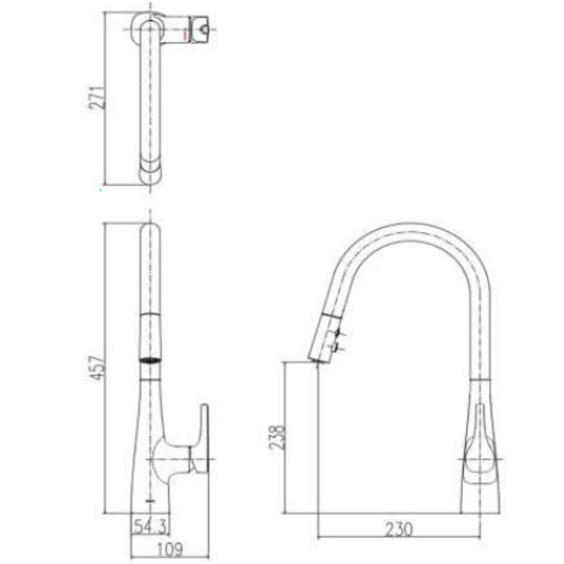Vòi bếp dây rút nóng lạnh INAX SFV-900SX (SFV900SX)