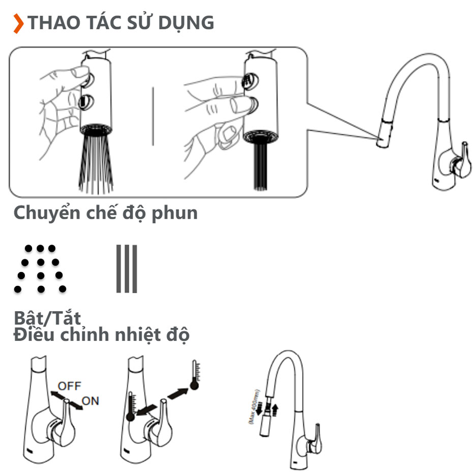 Vòi bếp dây rút nóng lạnh INAX SFV-900SX (SFV900SX)