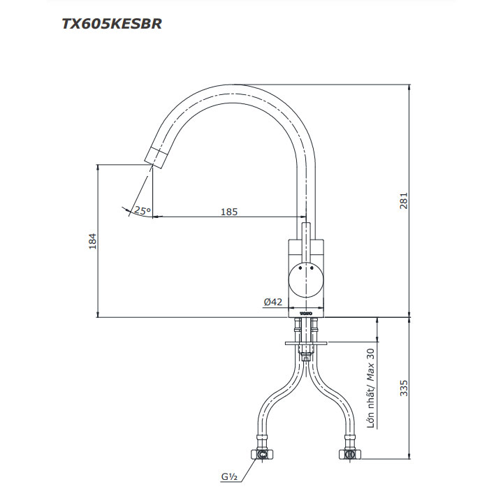 Vòi bếp nóng lạnh TOTO TX605KESBR